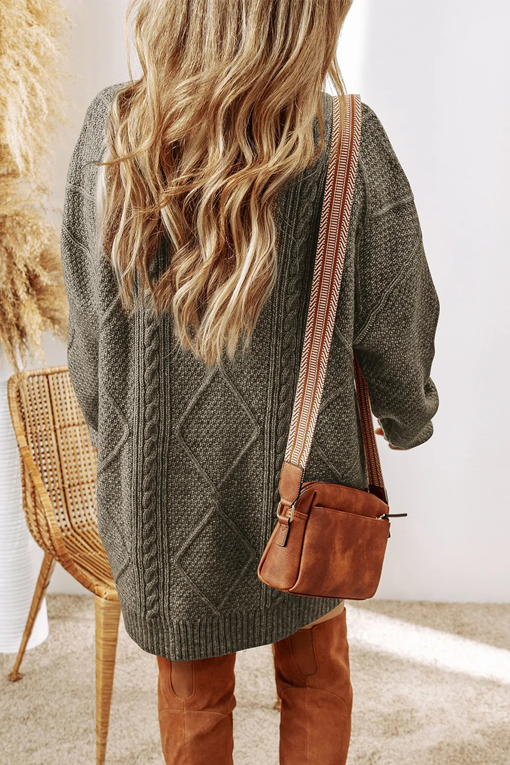 Marielle | Cable-Knit Round Neck Sweater Dress