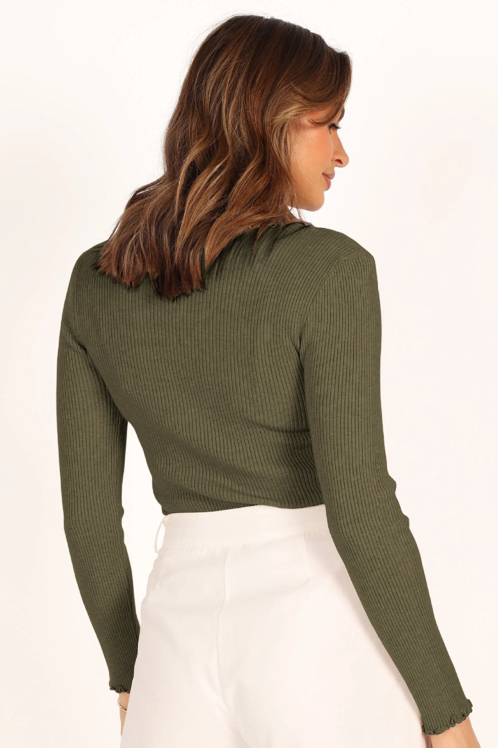 Serene | Lettuce Edge Round Neck Long Sleeve T-Shirt