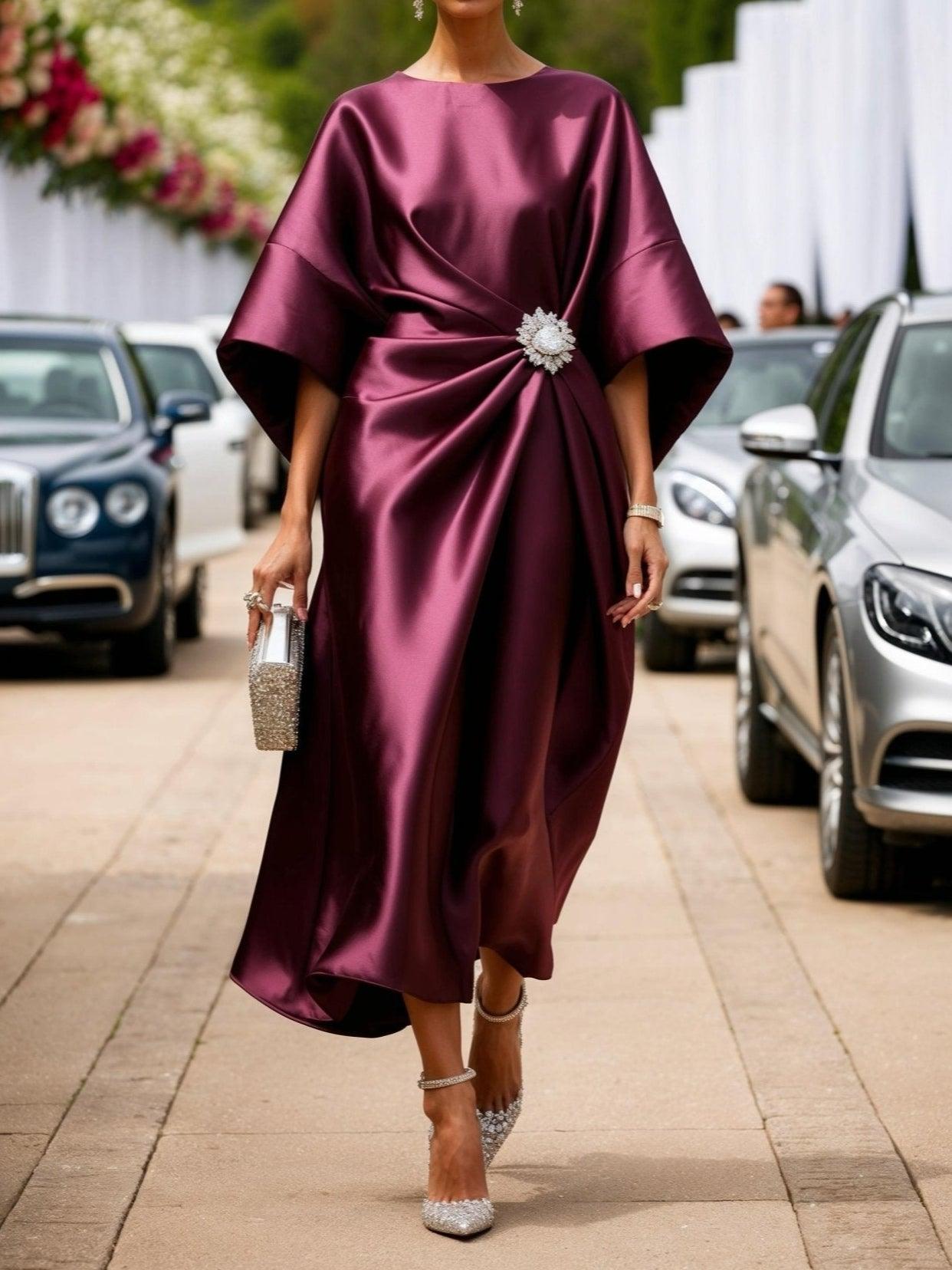 Elara | Veil of Radiance Satin Gown