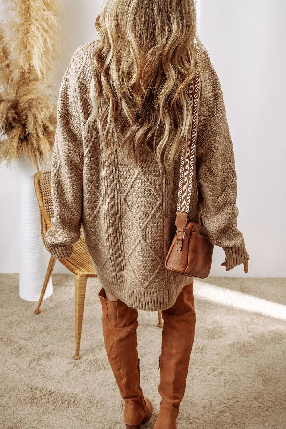 Marielle | Cable-Knit Round Neck Sweater Dress