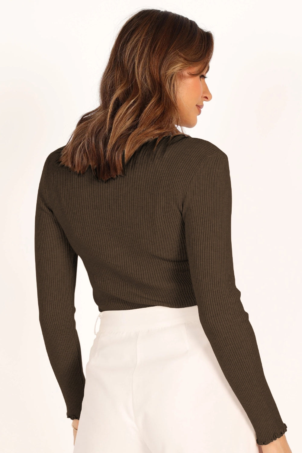 Serene | Lettuce Edge Round Neck Long Sleeve T-Shirt