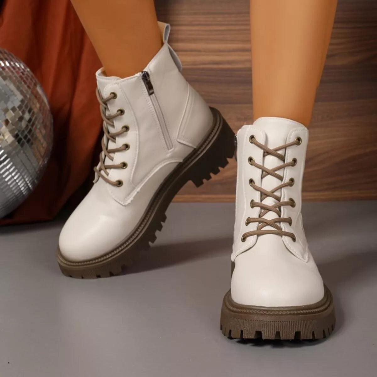 Amara | Lace-Up Round Toe Boots