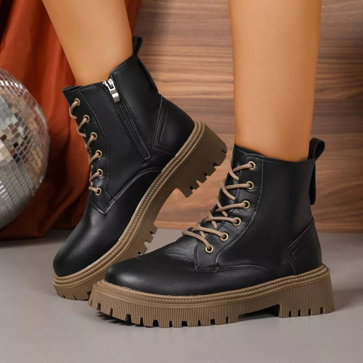 Amara | Lace-Up Round Toe Boots