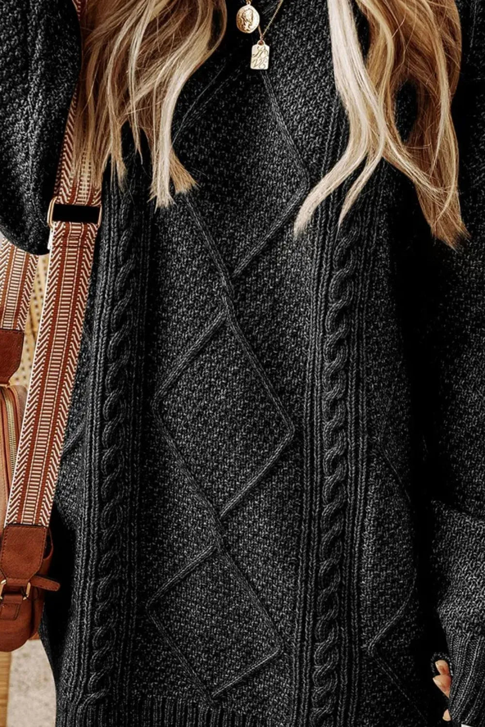 Marielle | Cable-Knit Round Neck Sweater Dress