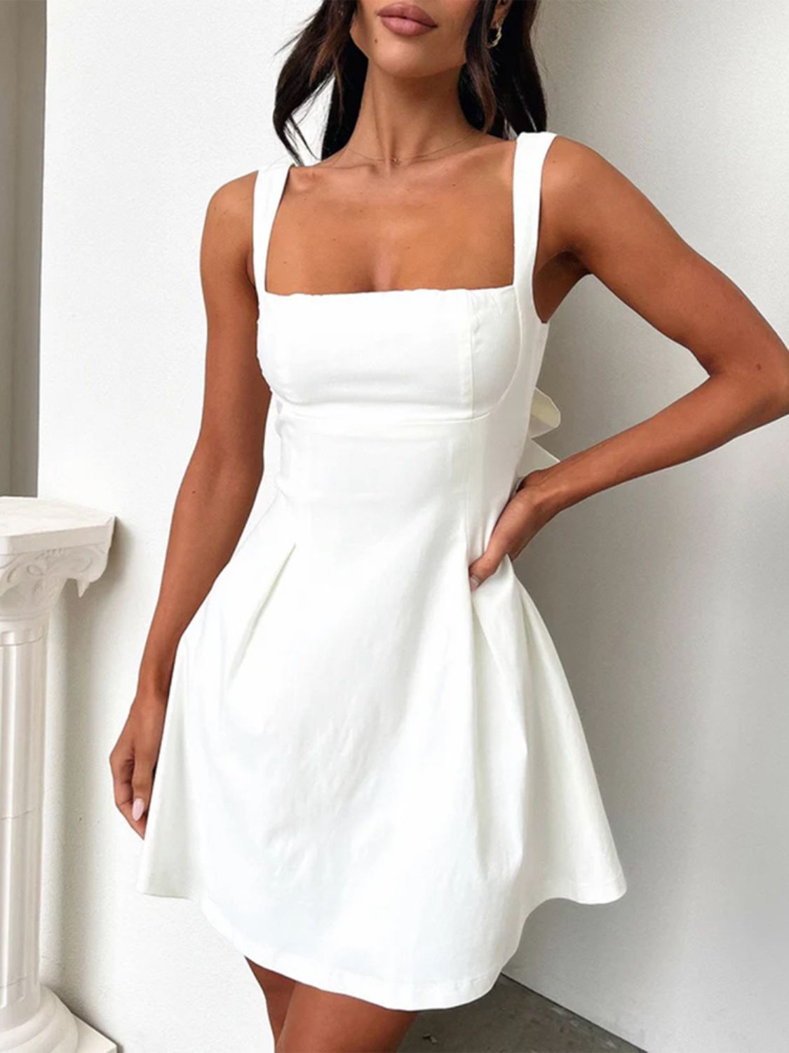 Seraphine | Bow Back Square Neck Mini Dress