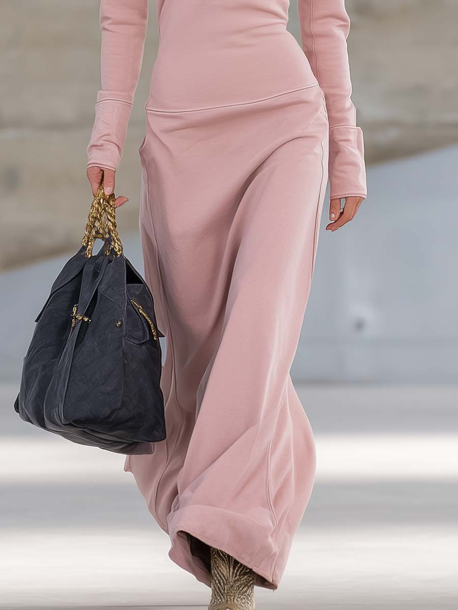 Celestia | Retro Sporty V-Neck Zipper Maxi Dress