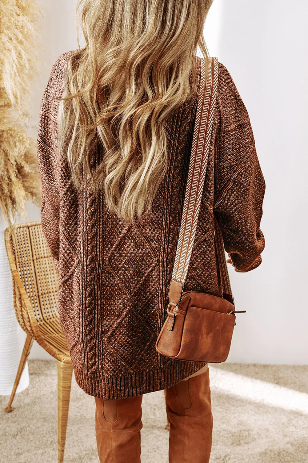 Marielle | Cable-Knit Round Neck Sweater Dress