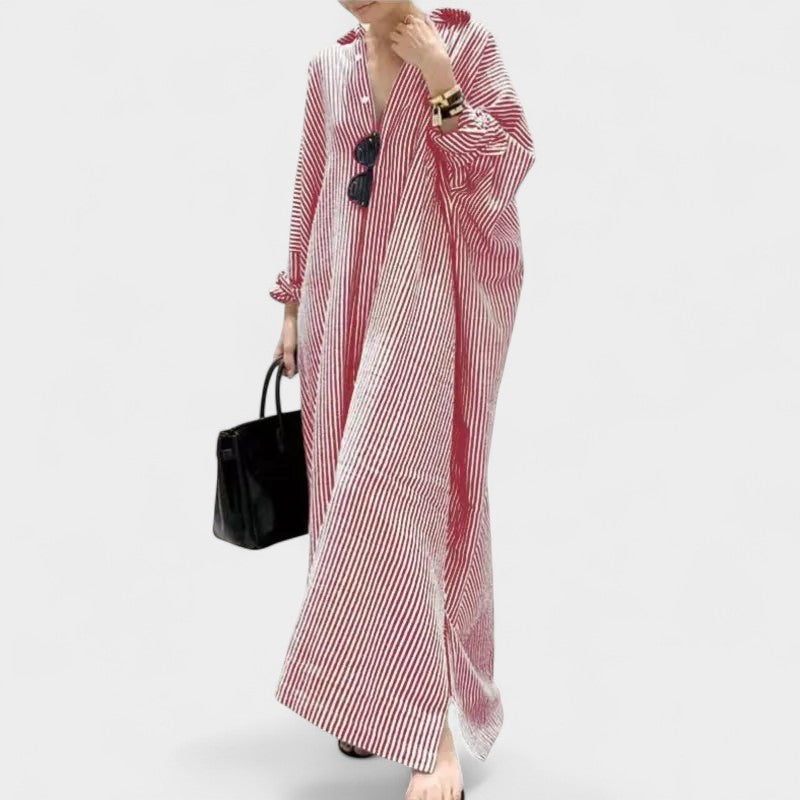 Camille | Striped Lapel Maxi Dress