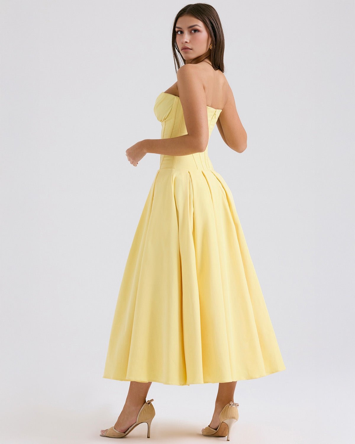 Amalfi | Strapless Midi Dress - Lora Toronto