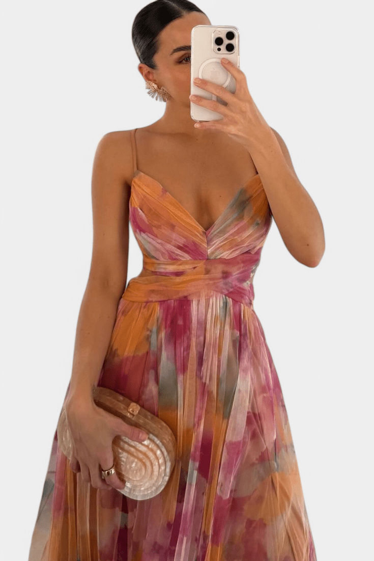 Athena | Watercolour Maxi Dress - Lora Toronto