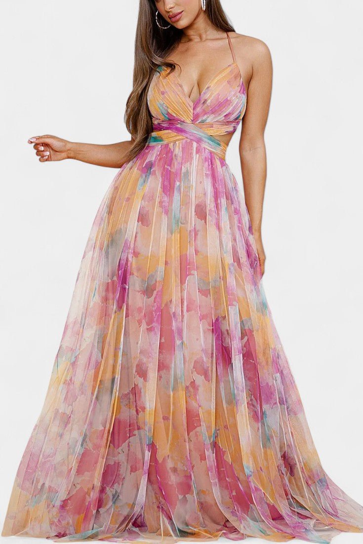 Athena | Watercolour Maxi Dress - Lora Toronto