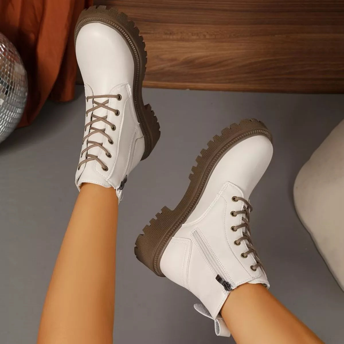 Amara | Lace-Up Round Toe Boots