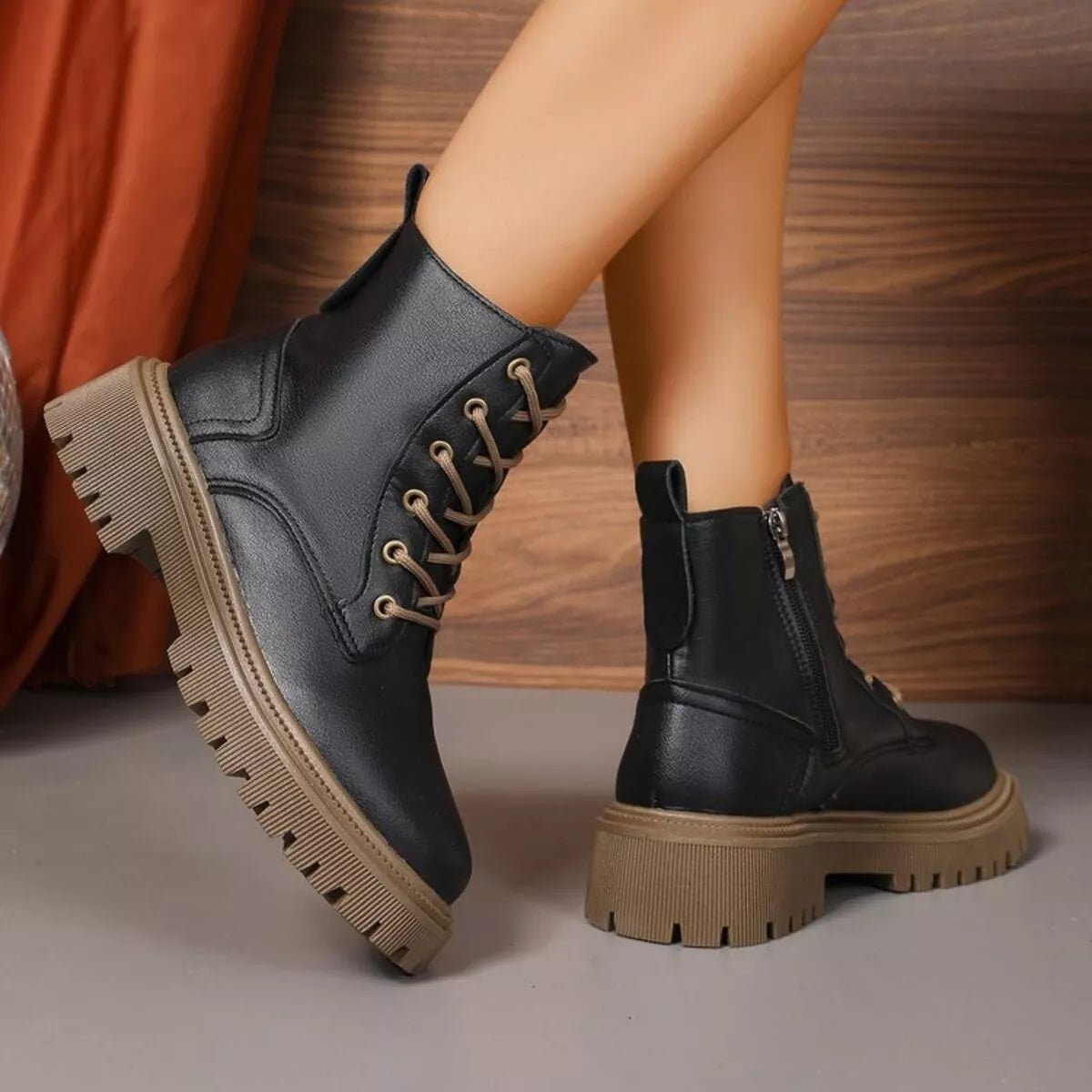 Amara | Lace-Up Round Toe Boots