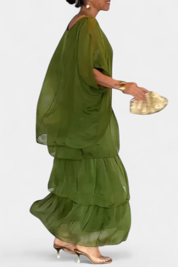 Caroline | Tiered Batwing Maxi Dress - Lora Toronto