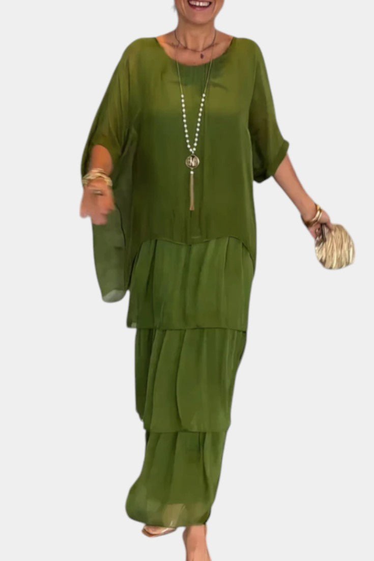 Caroline | Tiered Batwing Maxi Dress - Lora Toronto