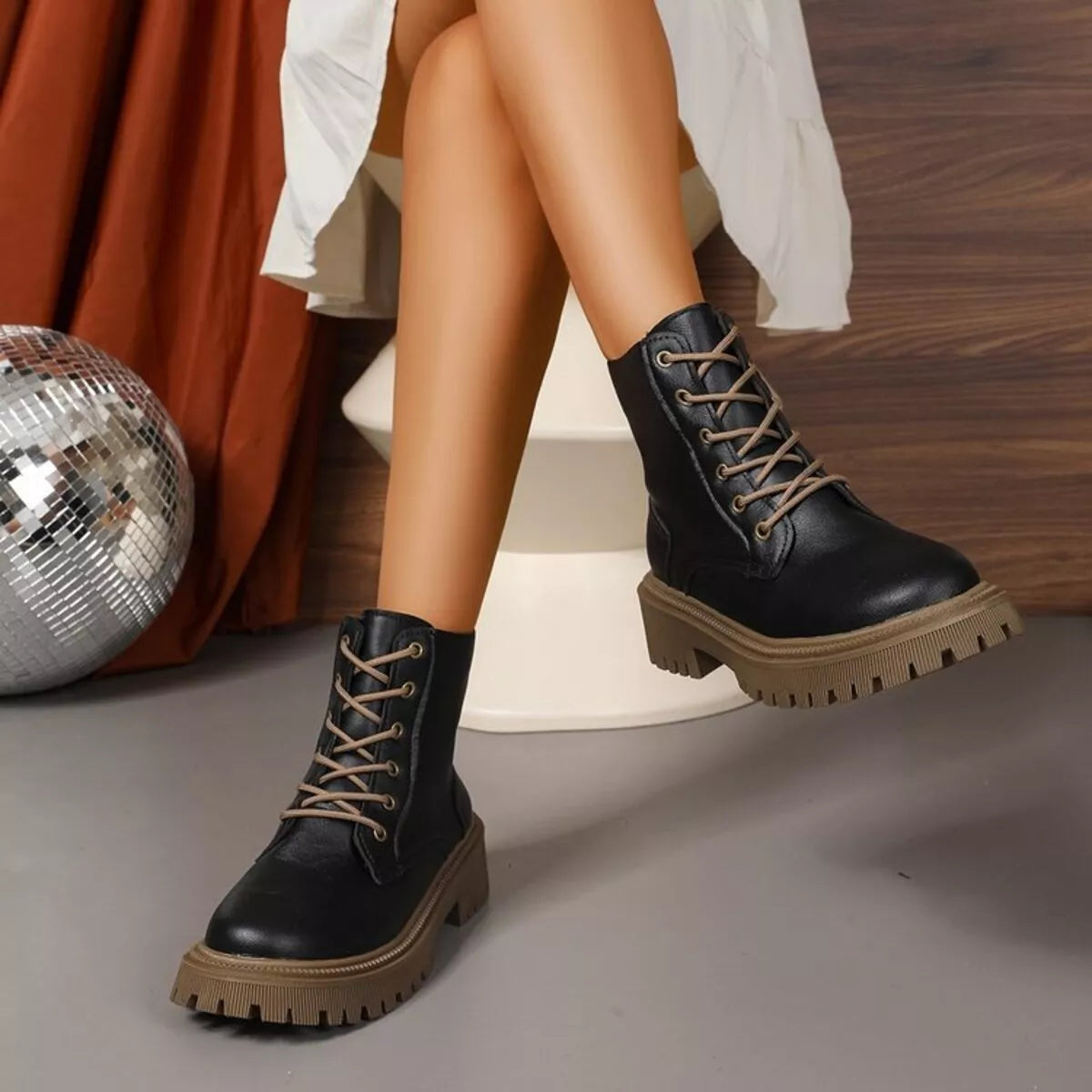Amara | Lace-Up Round Toe Boots