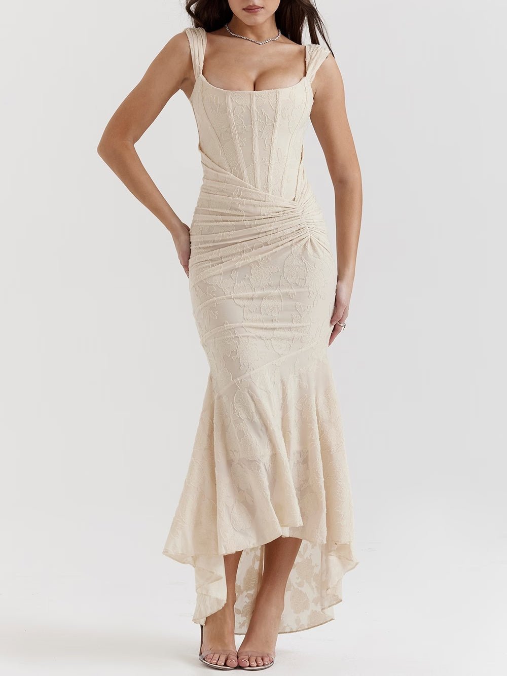Cesca | Floral Burnout Corset Maxi Dress - Lora Toronto