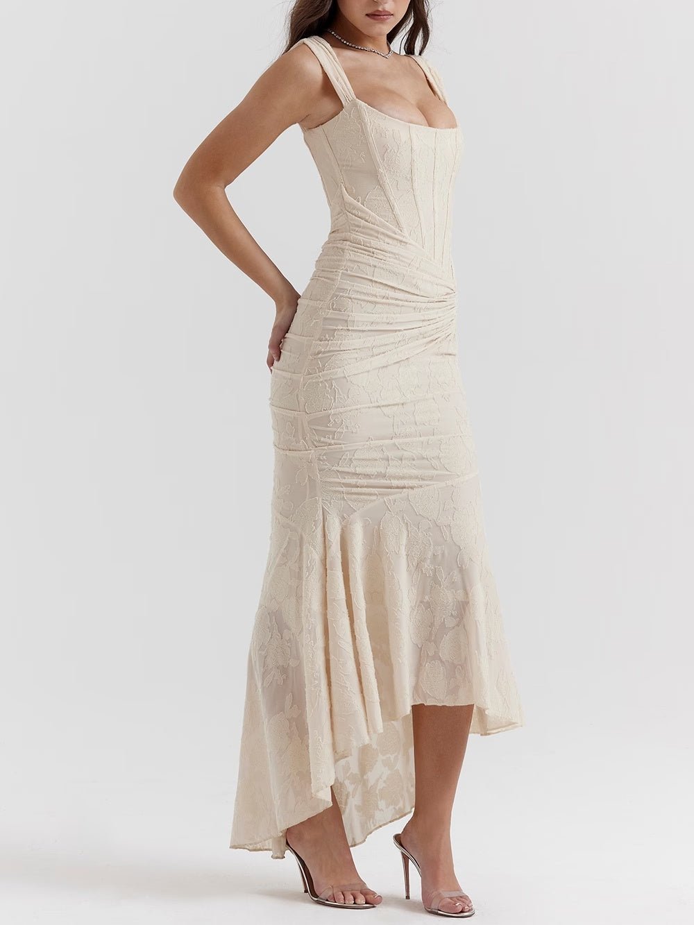 Cesca | Floral Burnout Corset Maxi Dress - Lora Toronto