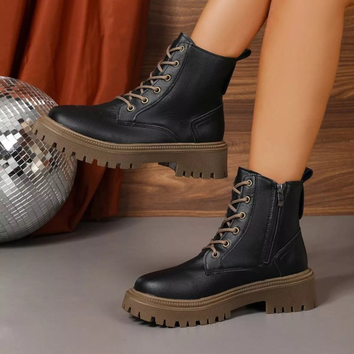 Amara | Lace-Up Round Toe Boots