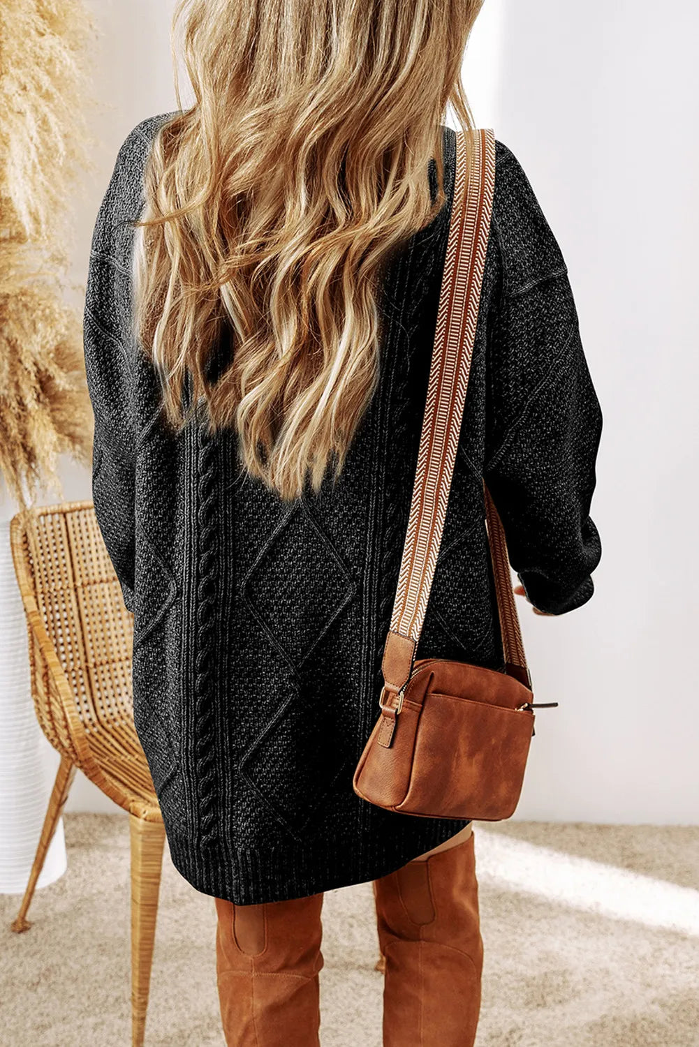 Marielle | Cable-Knit Round Neck Sweater Dress