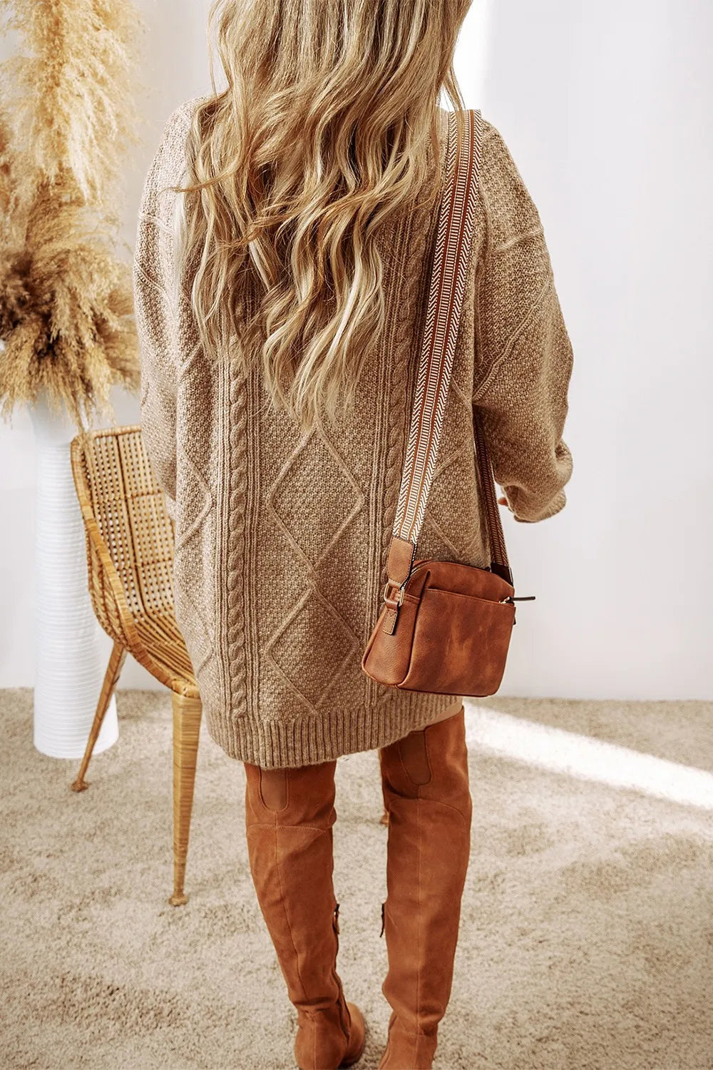 Marielle | Cable-Knit Round Neck Sweater Dress