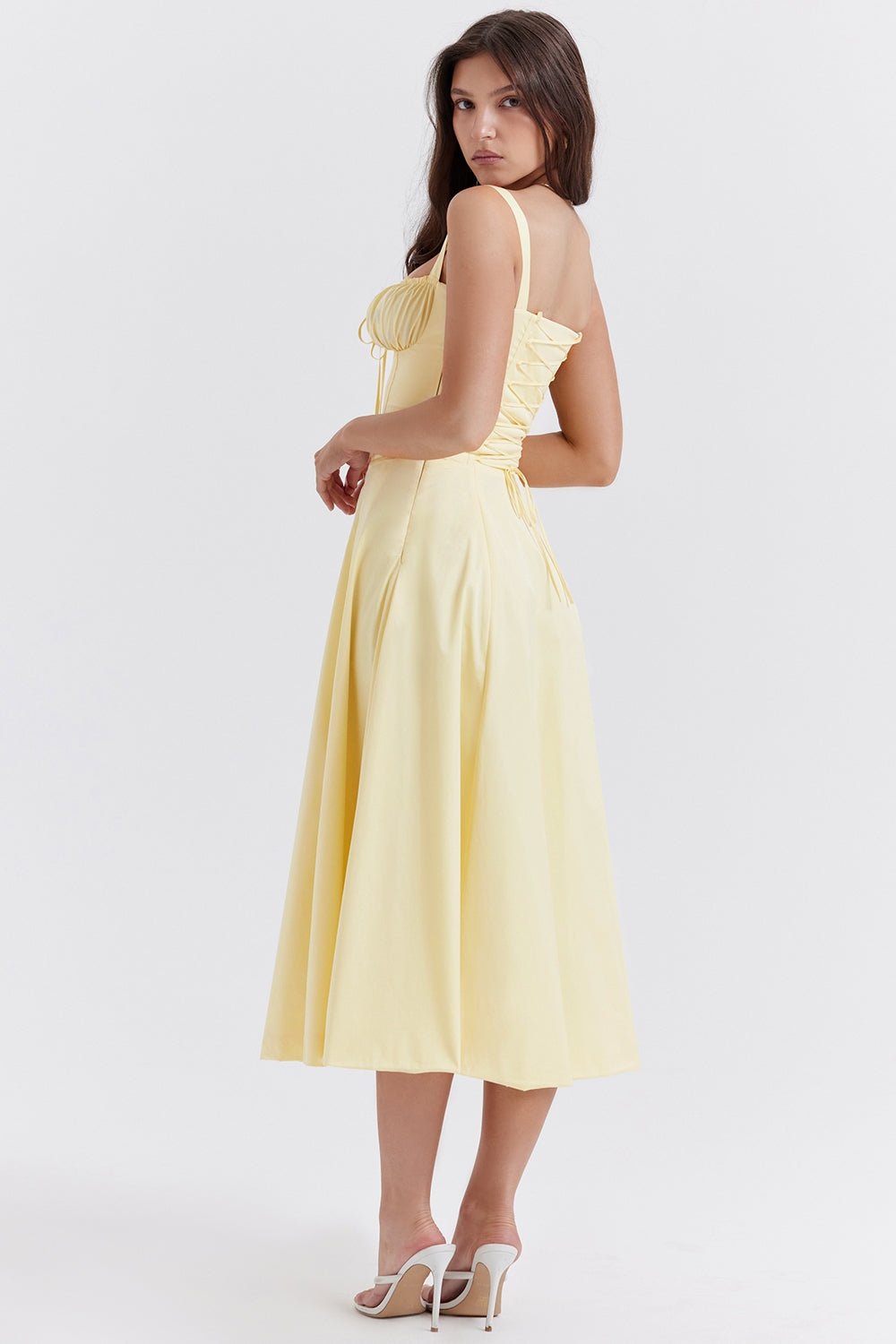 Flora | Corset A - Line Midi Dress - Lora Toronto