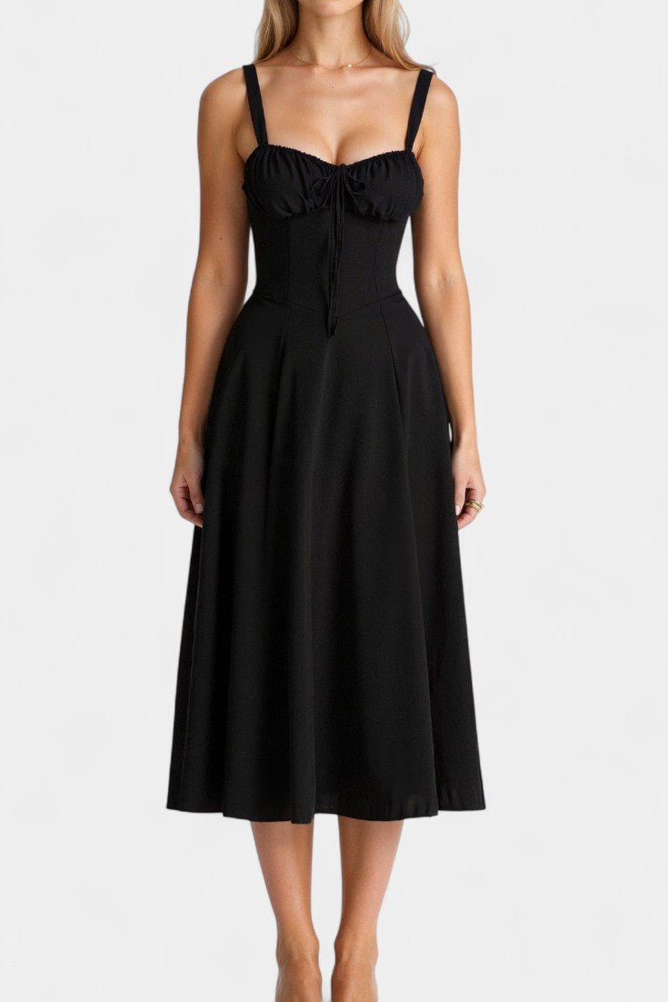 Flora | Corset A - Line Midi Dress - Lora Toronto