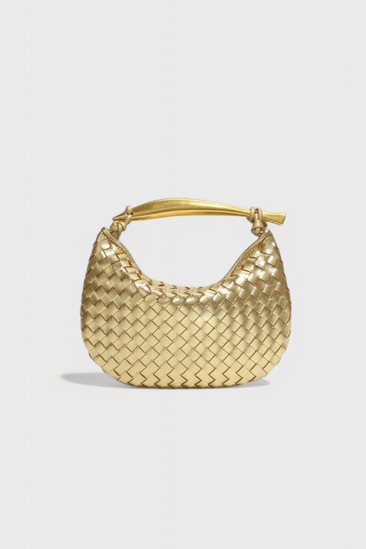 Gerda Woven Bag with Gold Handle - Lora Toronto