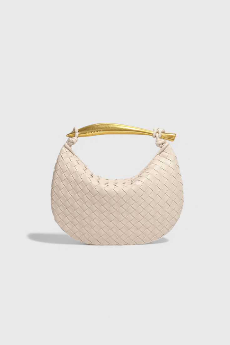 Gerda Woven Bag with Gold Handle - Lora Toronto