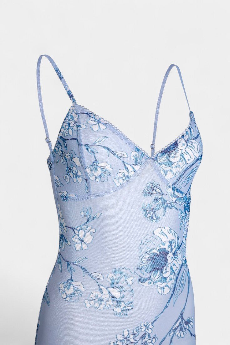 Iris | Floral Blue Lace Dress - Lora Toronto