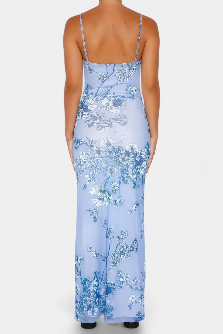 Iris | Floral Blue Lace Dress - Lora Toronto