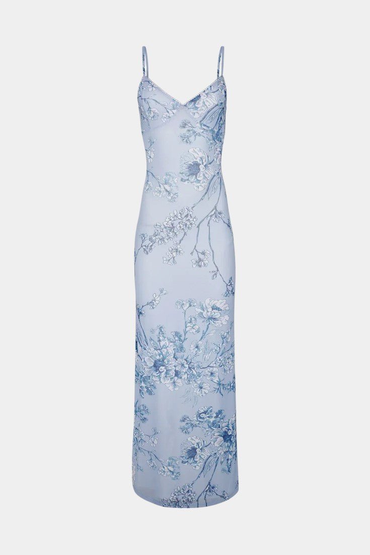 Iris | Floral Blue Lace Dress - Lora Toronto