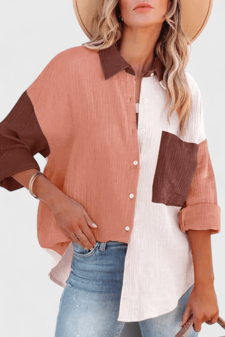 Juniper Colourblock Button - Up Blouse - Lora Toronto