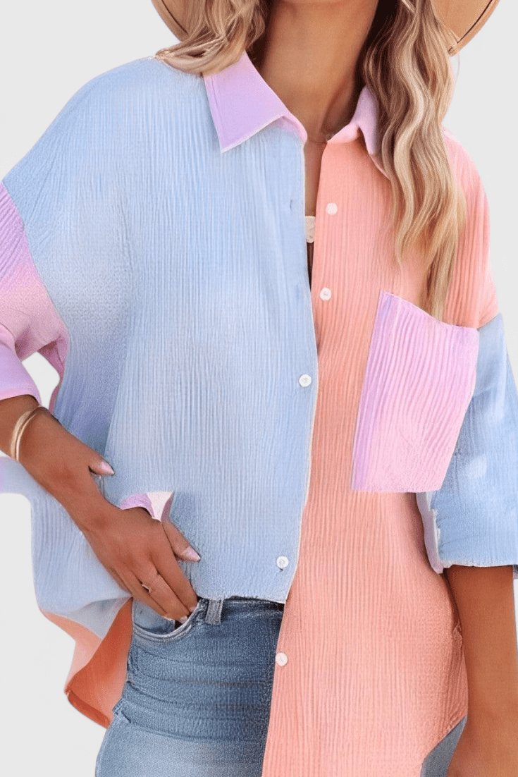 Juniper Colourblock Button - Up Blouse - Lora Toronto
