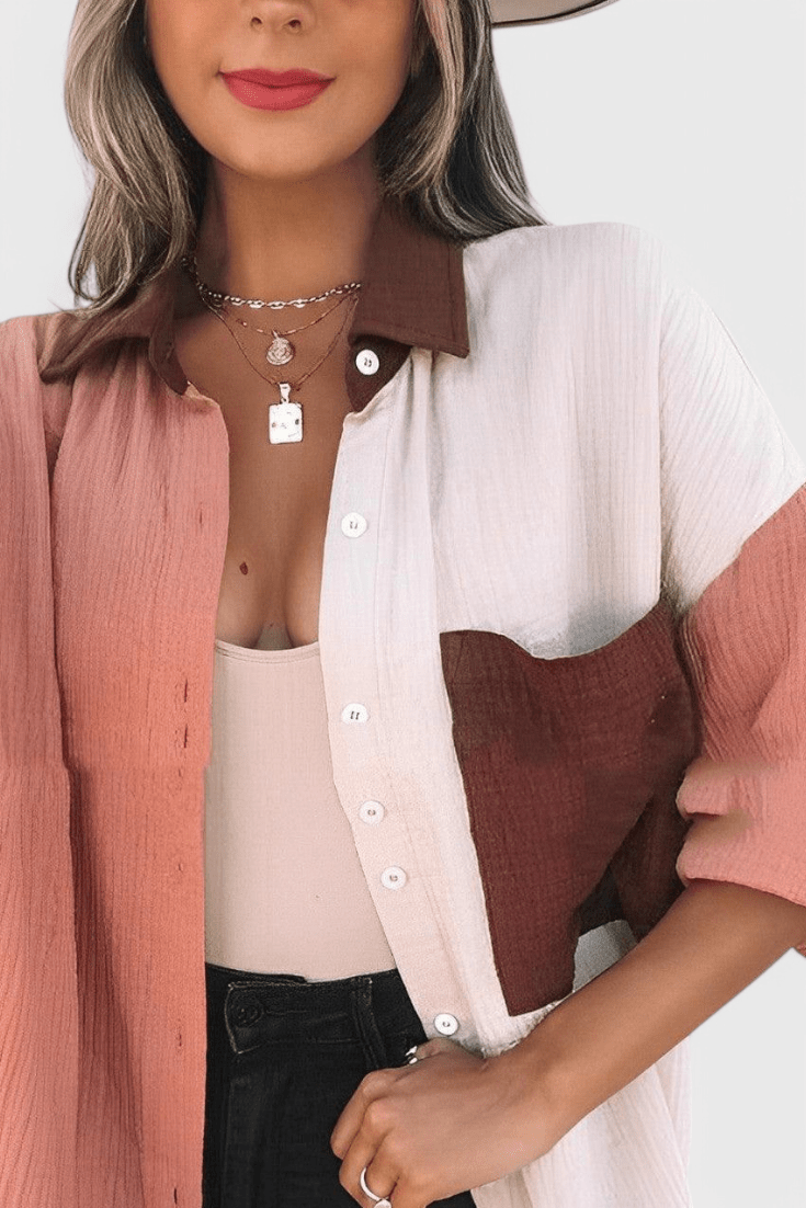 Juniper Colourblock Button - Up Blouse - Lora Toronto