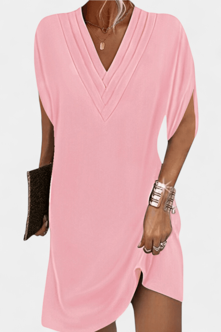 Lesley Elegant V - Neck Shift Dress - Lora Toronto