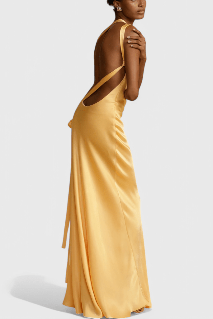 Liora | Backless Diagonal Strap Maxi Dress - Lora Toronto