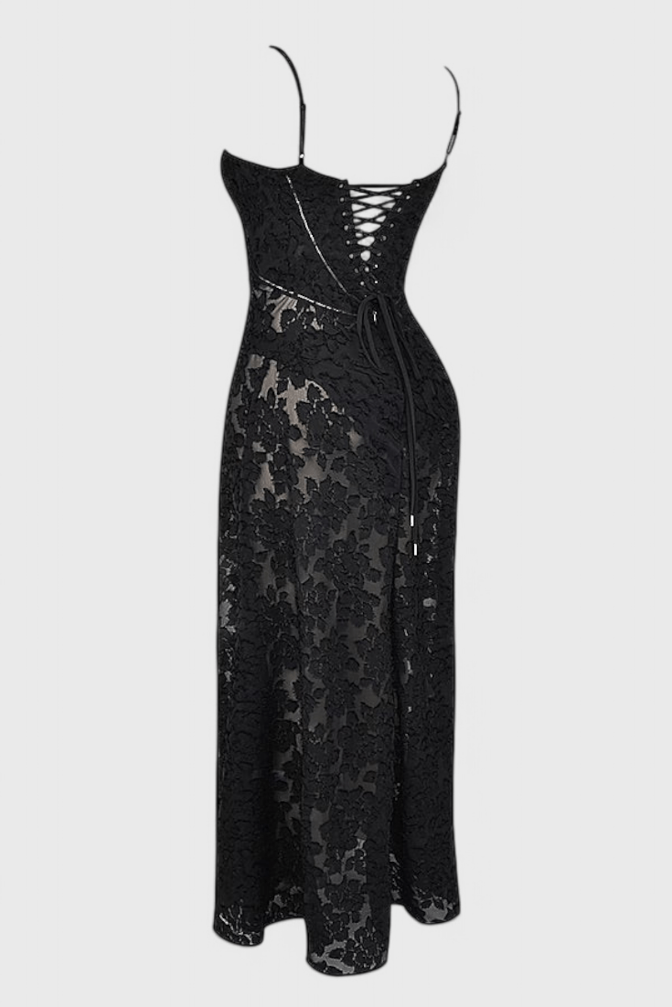 Mabel | Vintage Lace Lamé Dress - Lora Toronto