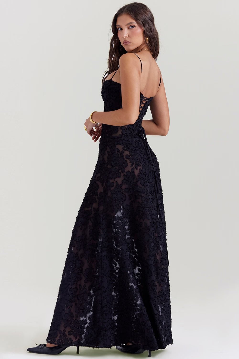 Mabel | Vintage Lace Lamé Dress - Lora Toronto