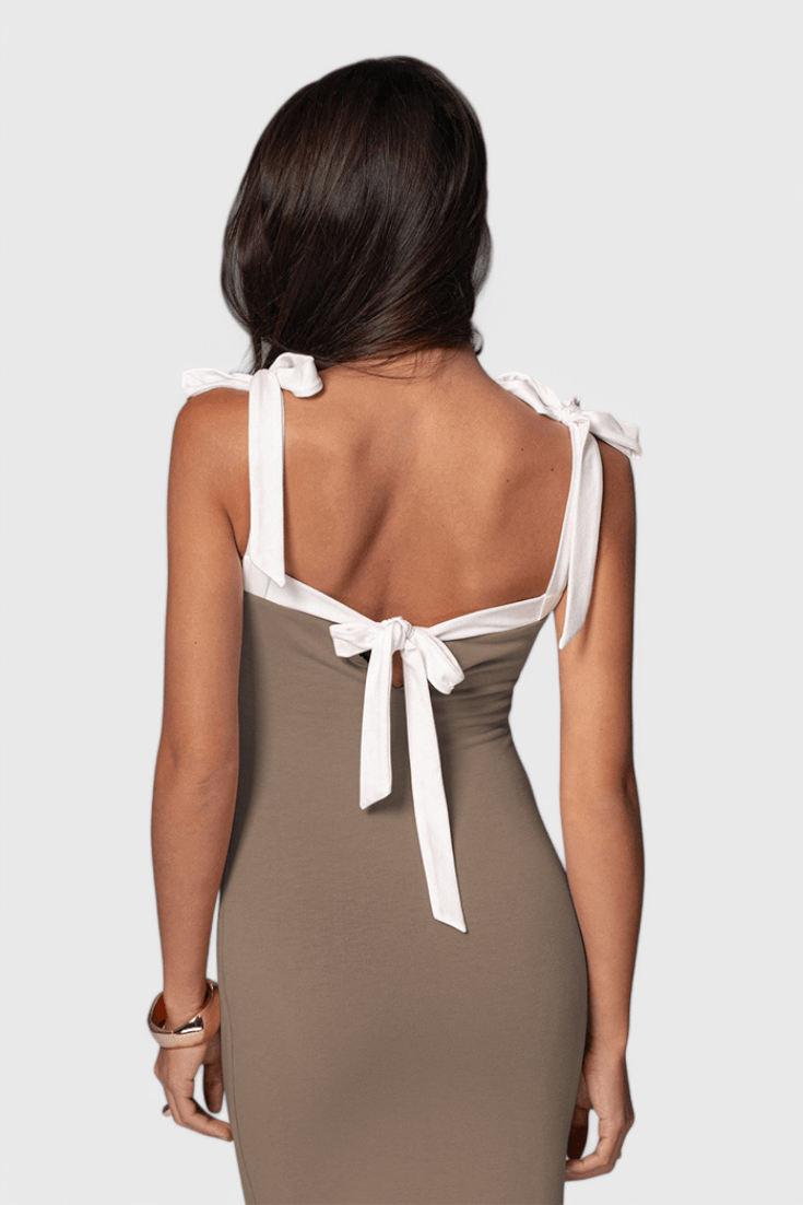 Sabine | Bow Strap Full - Length Evening Dress - Lora Toronto