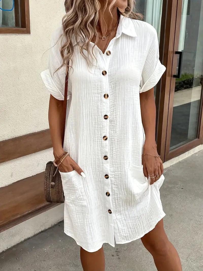 The Timeless V - Neck Blouse Dress - Lora Toronto