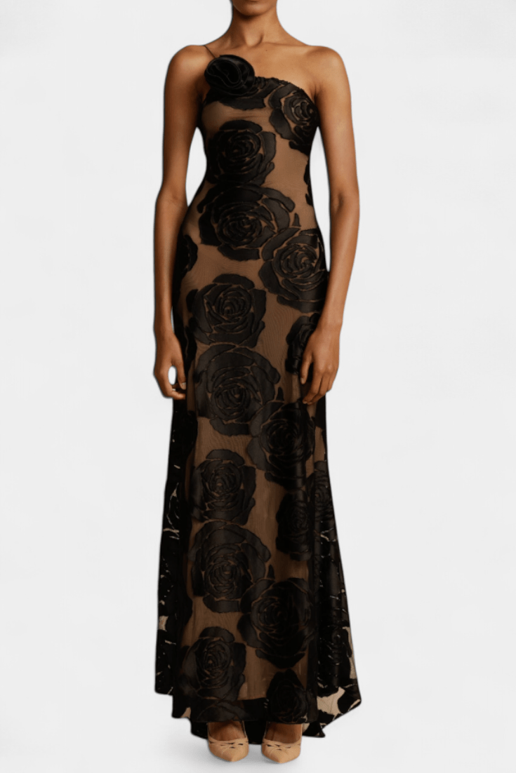 Vlada |Velvet Floral Gown - Lora Toronto