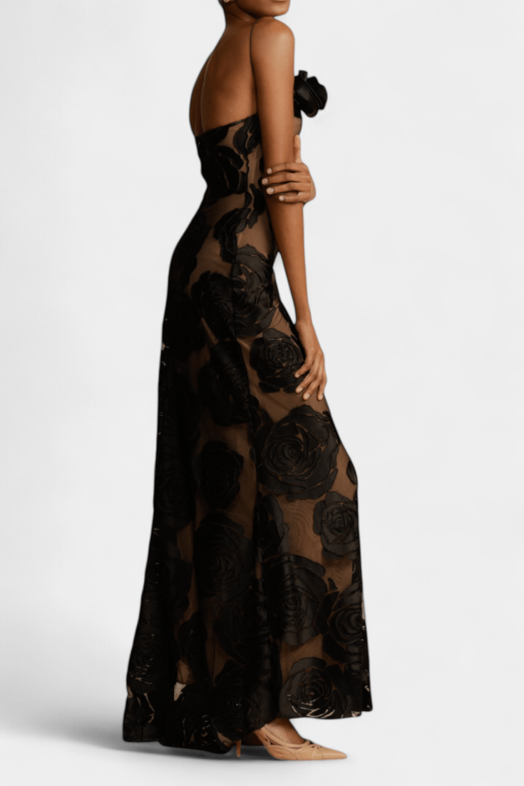 Vlada |Velvet Floral Gown - Lora Toronto