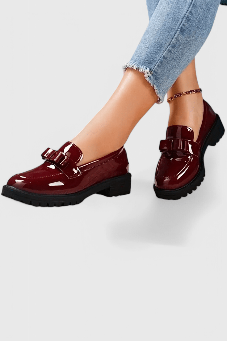 Zinnia Bow Detail Block Heel Loafers - Lora Toronto