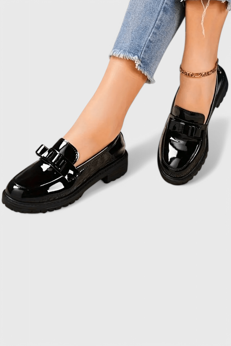 Zinnia Bow Detail Block Heel Loafers - Lora Toronto