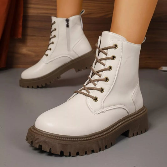 Amara | Lace-Up Round Toe Boots