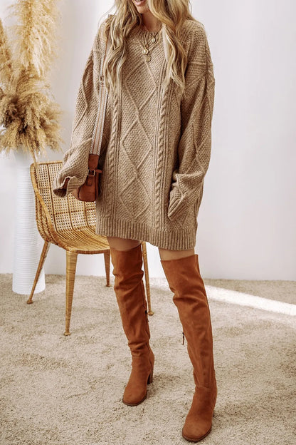 Marielle | Cable-Knit Round Neck Sweater Dress