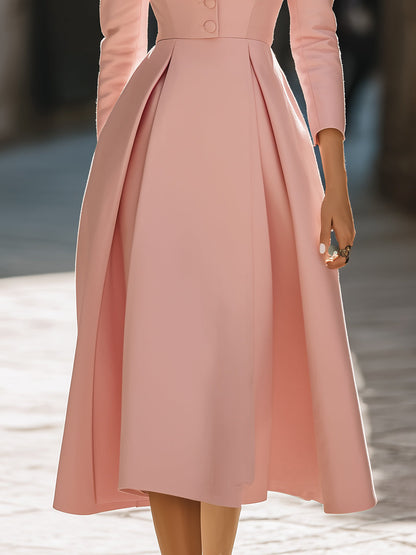 Amara | Blush Pink Blazer-Inspired Midi Dress