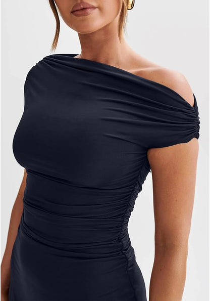 Aria | One-Shoulder Ruched Mini Dress