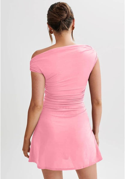 Aria | One-Shoulder Ruched Mini Dress